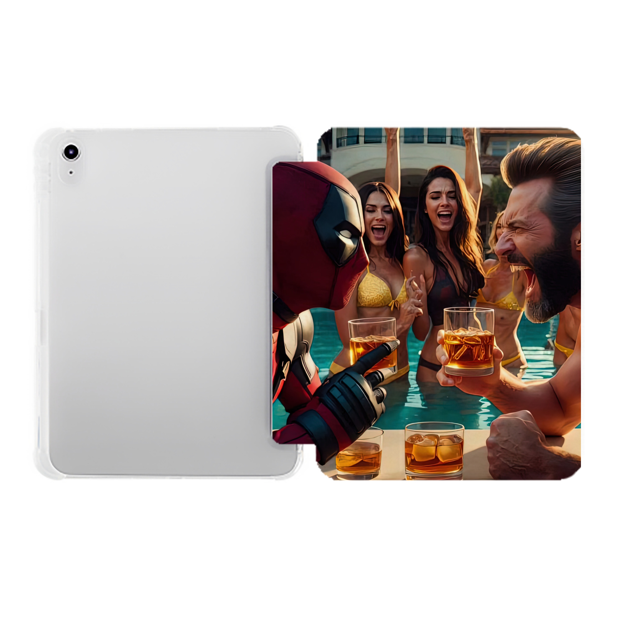 （画像用） Deadpool デッドプール IPad ケース ペン収納付き 三つ折りスタンド PUレザー×シリコン 対応機種9.5/10.5/10.9インチ